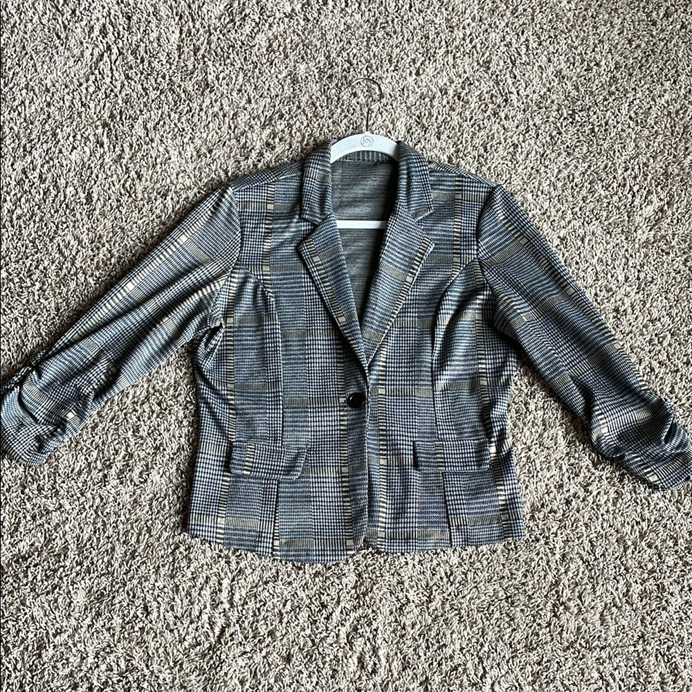 Women's Gray Plaid Blazer